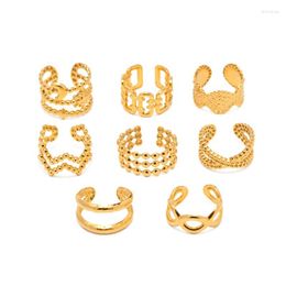 Boucles d'oreilles Allme Personnalité 18k Gold PVD Platé en acier en acier unique Clin Multi couches Clip tresse irrégulière pour femmes