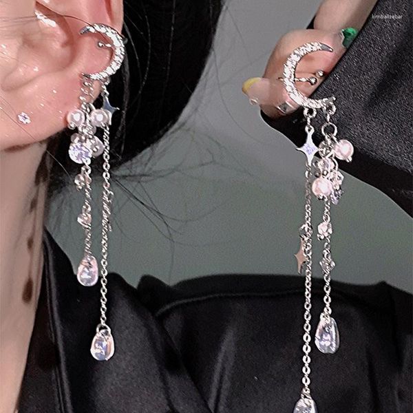 Pendientes traseros, Clip de llegada, moda de Metal, moda para mujer, dulce viento fresco, cristal, Súper Hada, luz de oreja, joyería femenina de lujo