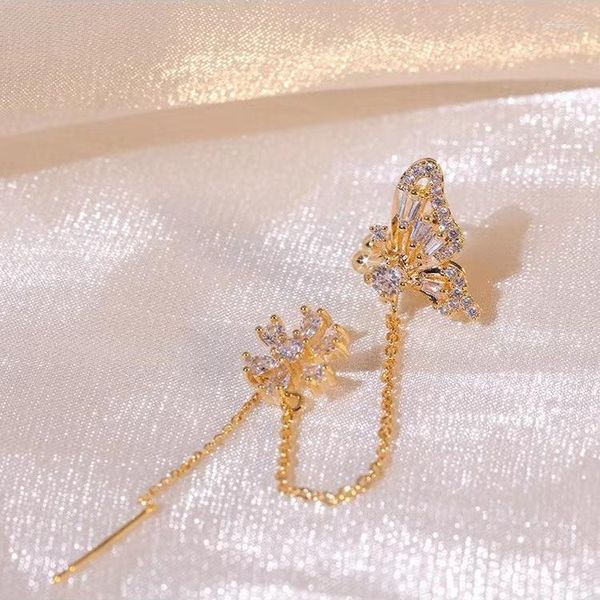 Dos boucles d'oreilles arrivée brillant cristal papillon oreille manchette Clip Dragon Oro K anneaux dames Punk ensemble de pour oreilles Gemas