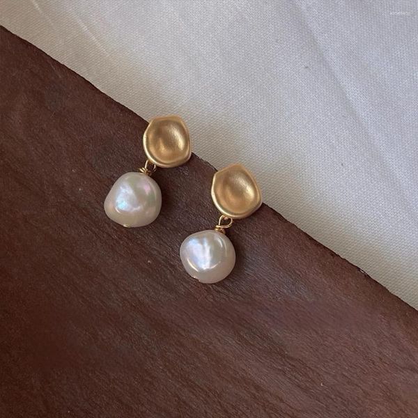 Boucles d'oreilles à dos baroques avec perles d'eau douce, en argent 925, aiguille, Design fait à la main, mat, élégant, rétro pour femmes