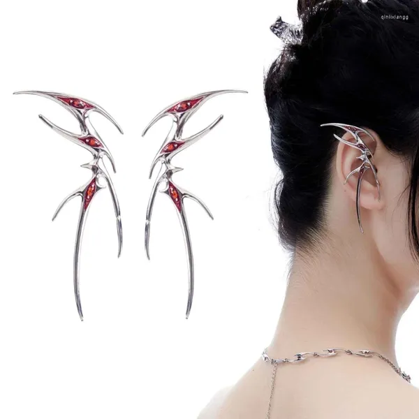 Pendientes de espalda Clip de oreja de mariposa de mariposa Redamelo de aceite Rhinestones Punk Punk Elfo de elfo para mujeres joyas de fiesta de niñas