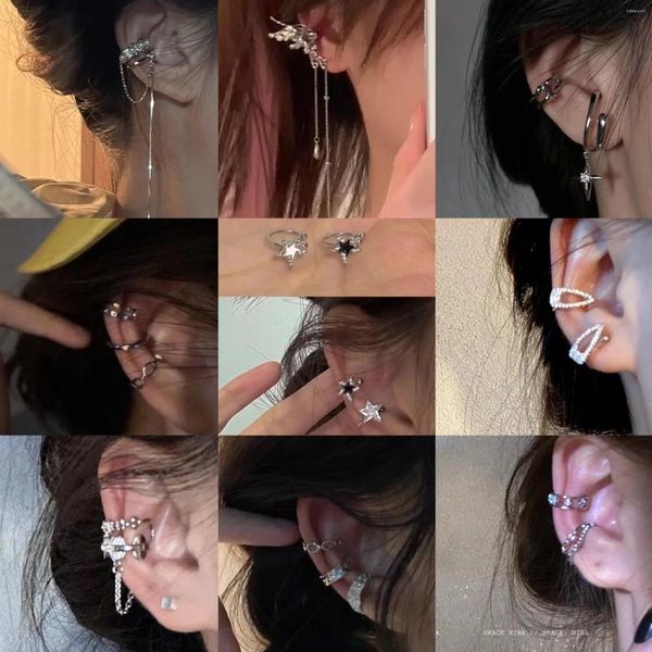 Pendientes traseros Clips para las orejas en forma de C para mujeres y niñas, conjuntos de aros para cartílago de moda minimalistas Unisex, pendientes con Clip para Piercing falso