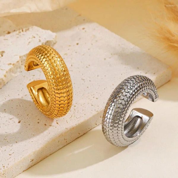 Boucles d'oreilles à dos en forme de C, Clip circulaire rond, os Non perçant, manchette d'oreille exquise, filetage épais, clips d'oreille rétro pour dame