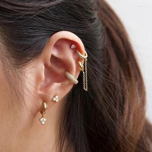 Boucles d'oreilles Backs Canner 1PC 925 Couchette d'oreille en argent sterling pour femmes plaque d'or zircon non piquée à clip de mode