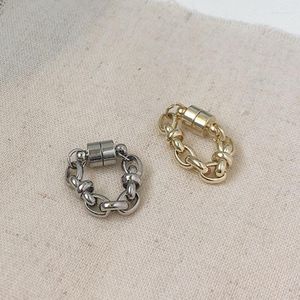 Backs oorbellen Charms Goudzilver kleurmagneet metalen link ketting oor cuff clip op voor vrouwen Koreaanse neppiercing sieraden
