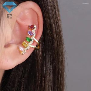 Boucles d'oreilles arrière colorés 5a zircon oreille Clip pour les filles avec un style doux et cool sans piercing xian gemmes