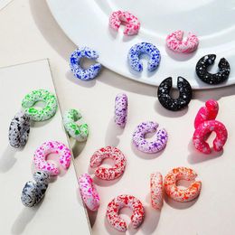 Boucles de boucles d'oreilles Clip de cercle acrylique coloré pour femmes Coréen Fashion C-Shape Earpy Ear Cuffs Statclips Bijoux Gift