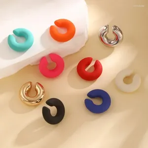 Boucles d'oreilles à dos coloré brillant en forme de C, Clip en os, sans piercing, faux Cartilage pour femmes et filles, bijoux à la mode, cadeaux