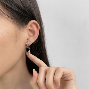 Pendientes traseros Dainty Four-Pointed Star Pendant Ear Cuffs Drop Dangle Single para mujer