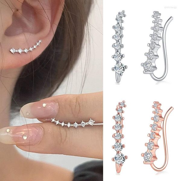 Backs Boucles d'oreilles Dainty Long Dipper Oreille Crochet Clip Pour Femmes Kpop Zircon Escalade Manchette Style Coréen Mode Bijoux Cadeau