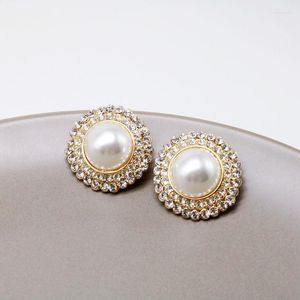 Backs oorbellen ontwerpen Big Pearl Crystal Rhinestones Pretty Statement Accessories for Women