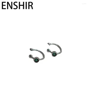 Backs oorbellen Enshir Green Zirkon Clip voor vrouwen Dagelijkse eenvoudige mini -oormanchet zonder piercing sieradenaccessoires