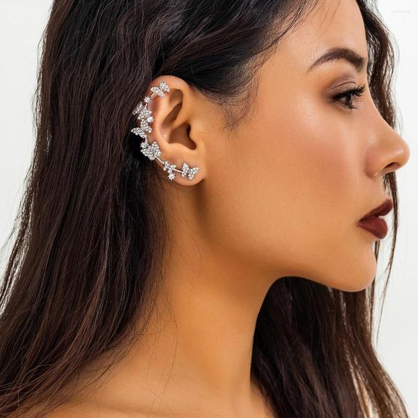 Pendientes traseros Europa y América Clip de mariposa de diamantes de imitación de moda para mujeres estilo pastoral dulce fresco accesorios de personalidad regalos