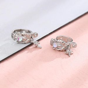 Backs Oorbellen Evimi Zilver Kleur Maansteen Ster Oor Clip Voor Vrouwen Meisje Onregelmatige Riem Gesp Sieraden Gift Groothandel