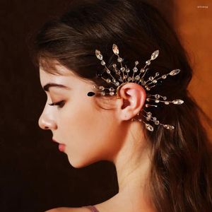 Boucles d'oreilles à dos fée papillon elfe, manchette d'oreille tendance, élégante, Chic, perle, fleur, bijoux Non piercing, Clips en strass, fête