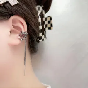 Boucles d'oreilles à dos en Zircon pour femmes, couleur à la mode, étoile noire, Clip d'oreille, pompon, accessoires esthétiques, bijoux Y2k, charme tendance, 2023