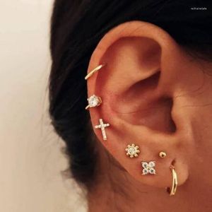 Dos boucles d'oreilles mode pour femmes personnalité créative Punk strass croix boucle d'oreille oreille Clip ensemble filles vacances à la mode fête cadeau