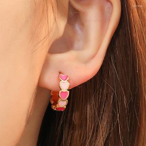 Dos boucles d'oreilles mode en coeur pour les femmes bohème à la mode goutte d'huile coloré cerceau boucle d'oreille fête bijoux accessoires en gros