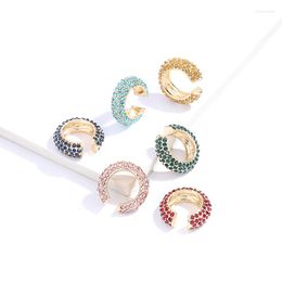 Dos boucles d'oreilles mode multicolore géométrique CZ cristal oreille manchette boucle d'oreille pour les femmes C-forme pas percé petit mariage Clip bijoux