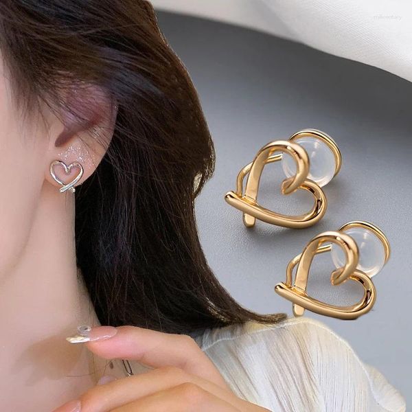 Boucles d'oreilles à dos en Silicone pour femmes, indolores, cœur, Simple, amour, Clips d'oreille, filles coréennes, sans perçage, bijoux tendance, cadeaux