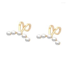 Boucles d'oreilles Backs Fashion Perle Ear Clip Clip non perçant en forme de C sans perforation minimaliste pour femmes bijoux