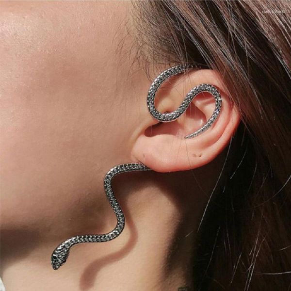 Dos boucles d'oreilles mode Punk serpent forme oreille manchette Hip Hop or argent couleur métal plaqué Clip pour femmes filles grimpeur bijoux