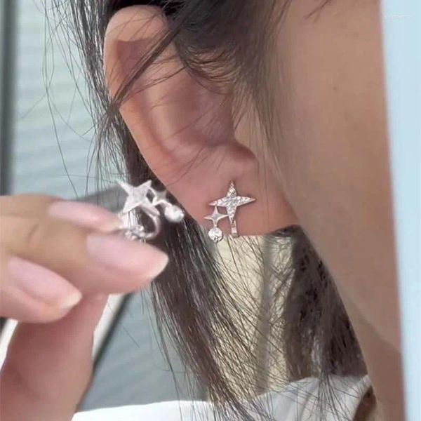 Boucles d'oreilles à dos couleur argent, Clip d'oreille étoile croix pour femmes et filles, faux Cartilage Simple, manchette géométrique, bijoux cadeaux