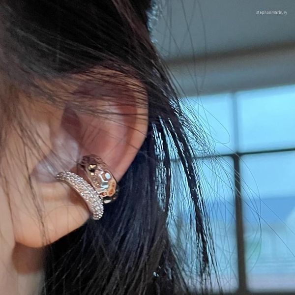 Dos boucles d'oreilles mode Zircon Double couche oreille manchette pas Piercing boucle d'oreille 2023 à la mode Punk Unique métal géométrique Clip pour femmes bijoux