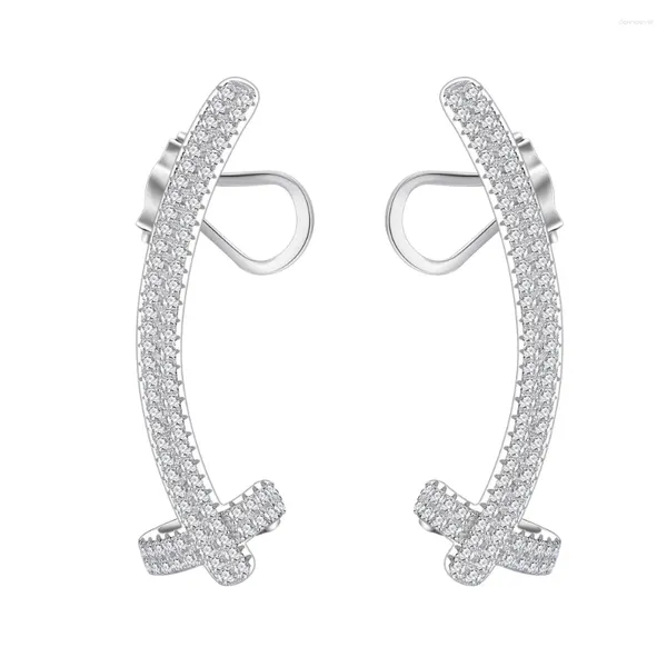 Pendientes traseros Micro incrustaciones de moda Diamante completo S925 Clip de oreja de plata sin agujeros Joyería personalizada y versátil de alta gama