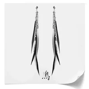 Boucles d'oreilles Boucles de conception de plumes Unisexe Clips d'oreille Long Silver Silver Bijoux charmant et à la mode