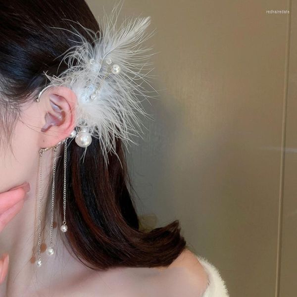 Dos Boucles d'oreilles Plume Oreille Poignets Simple Grimpeur Long Tassel Cuff Non Piercing Wrap