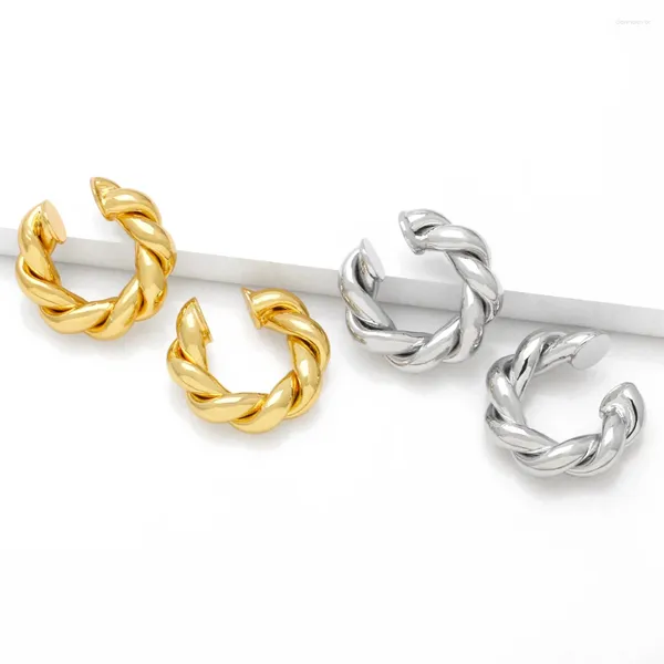 Pendientes traseros FLOLA Sin piercing Twist Cadena cruzada Huggie Clip para mujeres Cobre Polaco Chapado en oro Puños para las orejas Joyería pequeña Regalos Ersv08