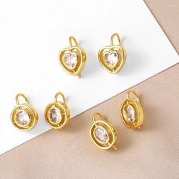 Boucles d'oreilles Flola Small Heart White Crystal for Women Copper Gold plaqué de mode Bijoux de bijoux Girls Ersq30