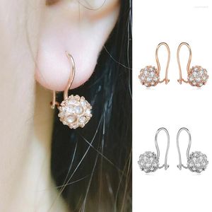 Dos boucles d'oreilles pour femmes filles mode à la mode boule en forme de zircone cubique oreille Clip fête anniversaire bijoux accessoires cadeaux