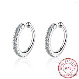 Backs oorbellen echt 925 Sterling zilveren zoete oogverblindende CZ Ear Cuff Clip Earring voor vrouwen Piercing Oording sieraden cadeau De0082
