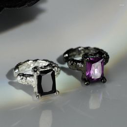 Rückseiten-Ohrringe, echte echte Juwelen, E5120, koreanische Version, Nischendesigner, S925-Sterlingsilber, Faltenstruktur, Clip, weiblich, eingesetzt