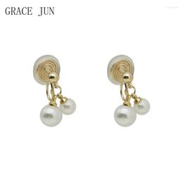 Backs oorbellen Grace Jun Korea Style Double Pearl Clip op mode schattige dames goudkleur muggen spiraal kussen manchet oor