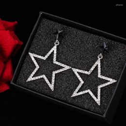 Dos boucles d'oreilles GRACE JUN Top qualité argent plaqué strass cristal Clip sur pas percé luxe mode balancent goutte oreille