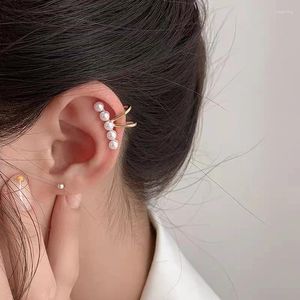 Pendientes traseros con Clip para hueso del oído, perlas de imitación, sin agujero, joyería de boda sencilla personalizada, 2024