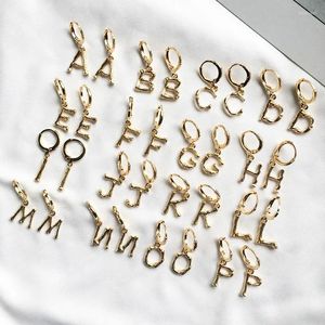 Boucles d'oreilles à dos avec lettre initiale pour femme