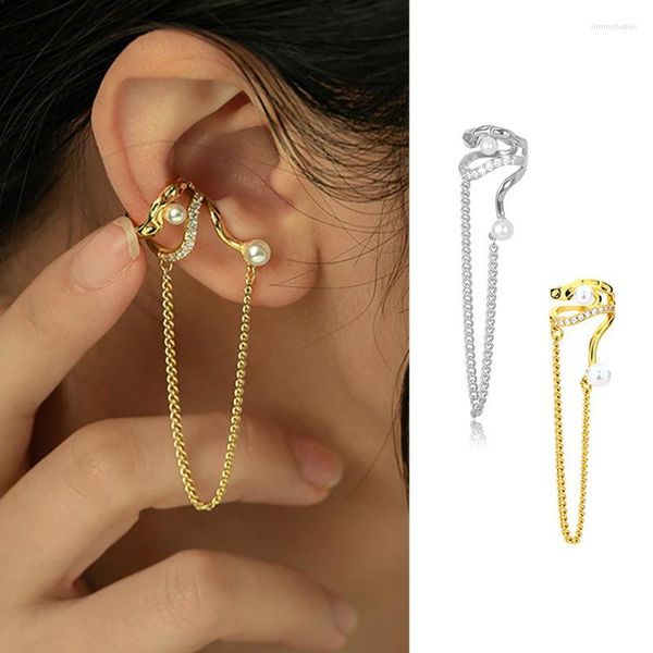 Pendientes traseros Irregular largo colgante borla cadena sin Piercing oreja Clip para mujeres 1 pieza diseñador Kpop Cuff Earing joyería EF073