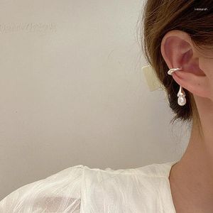 Pendientes traseros irregulares mate oro plata Color perlas colgante sin Clip de perforación para mujeres dijes joyería de oreja regalo 2024