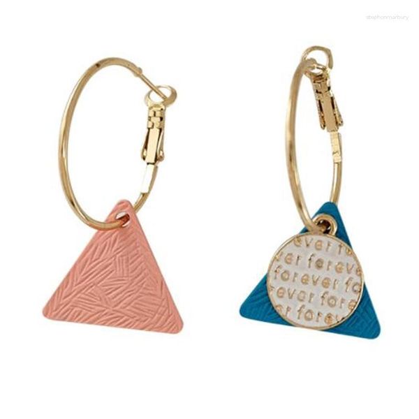 Dos Boucles D'oreilles Japonais Mignon Fille Rose Asymétrique À La Mode Triangle Or Couleur Clip Sur Femmes Filles Bijoux Cadeaux