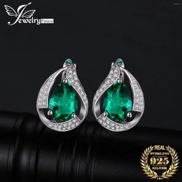 Backs oorbellen sieraden Green Gesimuleerd Nano Emerald 925 Sterling Silver Hoop Clip voor vrouwen Verklaring Peer Cut edelsteen sieraden