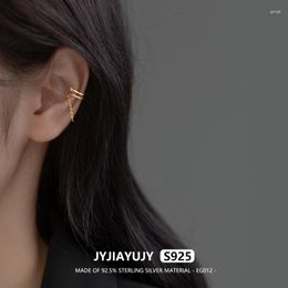 Pendientes traseros JYJIAYUJY toda la plata esterlina S925 oreja Clip-Ons en Stock diseño de gota de doble capa joyería de moda EG012