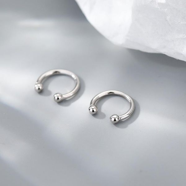 KOFSAC – boucles d'oreilles à dos pour femmes, minimaliste, non percé, demi-rond, en forme de C, Clip en os, bijoux en argent 925, perle