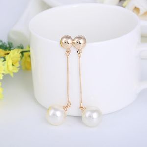 Dos Boucles D'oreilles Corée Style Simulé Perle Long Clip Sur Sans Piercing Pour Les Filles Fête Mariages Mignon Bijoux Cadeau Pas De Trou Oreille