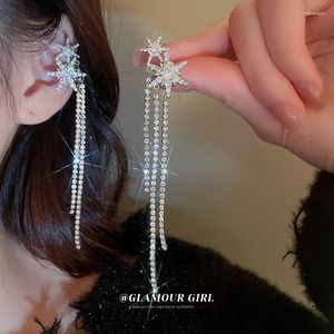 Pendientes traseros de Corea con borla de circonia, diseño de nicho, estrella, Retro, moda ligera, Clip para hueso del oído femenino de lujo