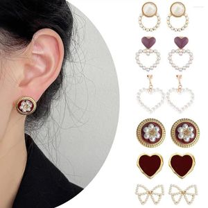 Boucles d'oreilles arrière Design coréen Elegant simulé Perle Big Round Clip sur des clips d'oreille baroques non percés pour femmes bijoux Whol Y3H4