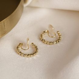 Rug oorbellen Koreaans ontwerp handgemaakte vintage gouden vierkante kralen hoepel Mosquito Coil Clip voor zonder oorpiercing vrouw manchet
